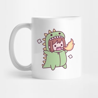 Angry Girl In Cute Dinosaur Costume Mug